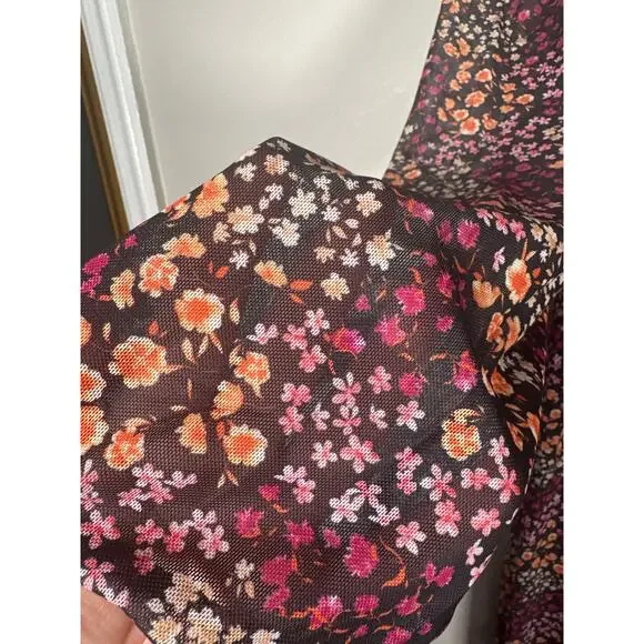 ASOS The Frolic Square Neck Midi Tea Dress With Mesh Sleeves Ditsy Floral Size 6 - Picture 6 of 13